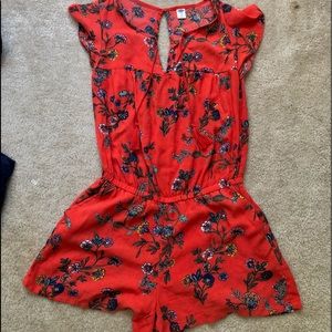 Red romper with flowers